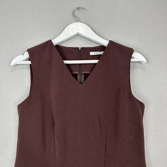 MM.Lafleur Top Womens 4 Brown Ada Twill Peplum Blouse Asymmetric Tank Minimalist - Picture 3 of 11